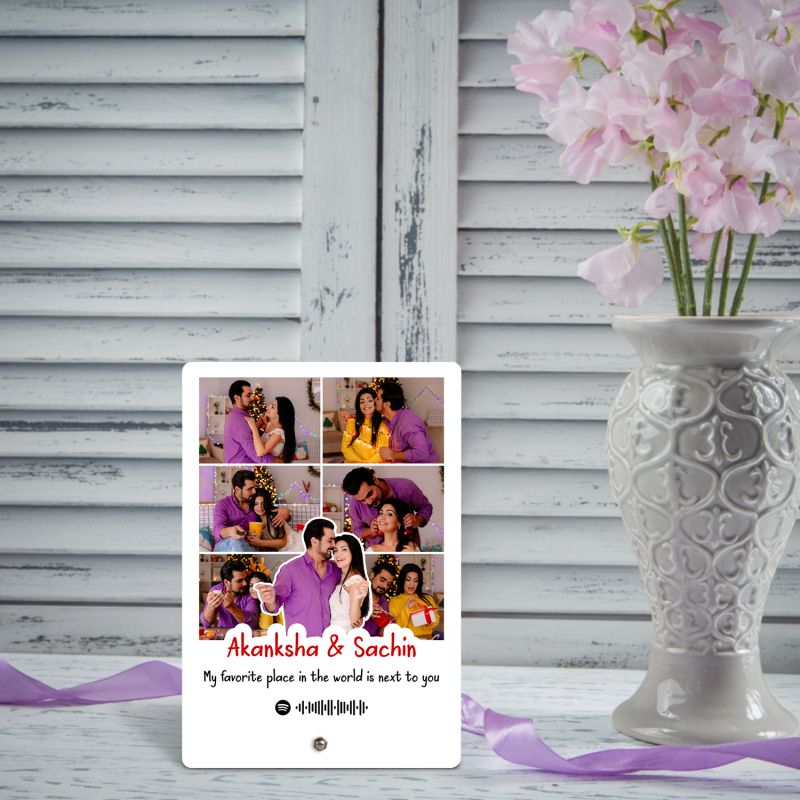 Personalized Spotify Photo Plaque with Scannable Code & Steel Removable Stand Gift For Anniversary Birthday Valentines Day Unique Gift For Couples